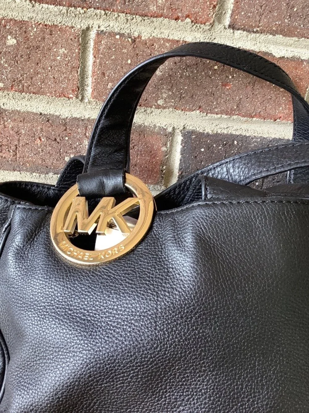 Michael Kors Black Fulton Pebbled Leather Hobo Bag